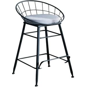 Barkruk Stoel Moderne Barkrukken Barkruk Barstoelen Hoge Kruk Rond Gestoffeerde Zitting Met Voetensteun for Aanrecht Zwarte Poten Thuis(Height 45cm)