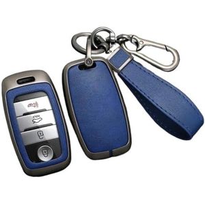 Autosleutel beschermhoes Legering Lederen Auto Afstandsbediening Smart Key Case Cover Voor Rio Voor Rio5 Voor Sportage Voor Ceed Voor Cerato K3 KX3 K4 K5 Sleutel Shell(Blue set)