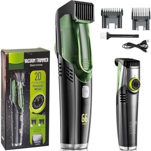 Vacuüm baardscheerapparaat voor mannen, baardtrimmer heren met 2 kammen, intieme scheerapparaat man, trimmer heren, tondeuse heren met 20 lengte-instellingen, precisietrimmer IPX6 waterdicht