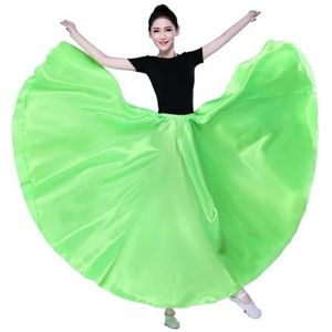 Lange dansrok, Dames lange swingdans satijnen performance rok veelkleurig meerdere maten(Light Green a Skirt,720 Degrees)