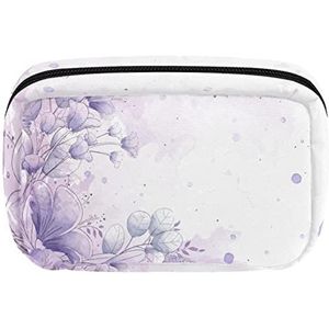 Cosmetische Rits Pouch Make-up Tas Reizen Waterdichte Toilettassen Voor Vrouwen Lila Bloemen Patroonn_Mesa De Trabajo 2, Meerkleurig, 17.5x7x10.5cm/6.9x4.1x2.8in