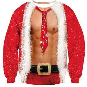 Tuonroad 3D kerstpullover, heren en dames, lange mouwen, ugly christmas sweater, sweatshirt, S-3XL
