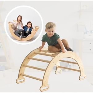 Goodevas houten klimboog - Montessori gymnastiekuitrusting voor peuters - kinderladderklimmer, milieuvriendelijke Waldorf-wip voor kinderen van 1-7 jaar