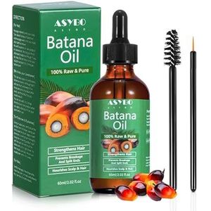 ASYBO Batana-olie, 60 ml, 100% pure natuurlijke Batana-olie tegen haaruitval, bevordert de haardikte, verzorgt de hoofdhuid, huidverzorging