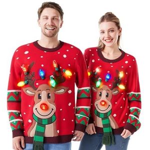 JOYIN - Lelijke Kersttrui - Rood - Met LED-verlichting - Dames