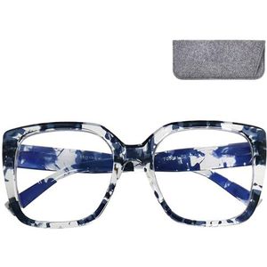 Mini Brille Bril tegen blauw licht, rechthoekig, XL, groot, vlindervorm, dik of zeshoekig montuur, met licht montuur, doos inbegrepen, oversized sexy bril, blauw lichtfilter, dames, Melkachtige