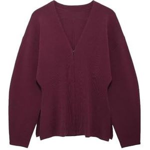 Herfst en winter Gebreid vest met lange mouwen for dames Los gebreid damessweatervest Dames casual gebreid vest met lange mouwen Dames herfstpeplum vest for dagelijks gebruik Zacht en comfortabel(Red_