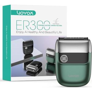 VOYOR Mini draagbaar elektrisch scheerapparaat, elektrisch scheerapparaat, baard- en tondeuse, oplaadbaar scheerapparaat voor wangen, hals en haar, mini wasbaar scheerapparaat om uit te gaan, reizen