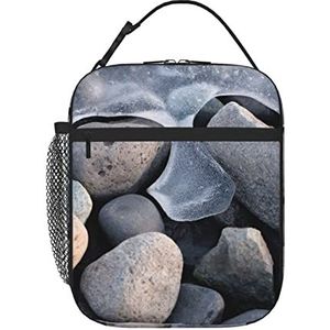 YUNWEIKEJI Stones Under Ice Print Lunch Bag, Duurzame Geïsoleerde Lunch Box Herbruikbare Volwassenen Tote Bag Herbruikbare Koeltas