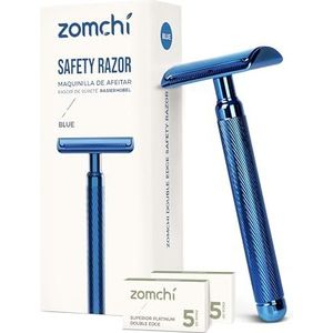 ZOMCHI Damesveiligheidsscheermes - Metalen damesscheermes - Handmatig scheermes voor mannen en vrouwen - Herbruikbaar veiligheidsscheermes - Blauw