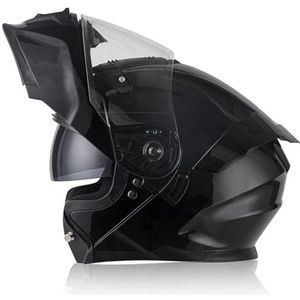 Motorhelm Systeemhelm Modulaire Helm Met Dubbel Vizier DOT/ECE-Gecertificeerde Modulaire Helm Retro Motorhelm Integraalhelm Voor Heren Dames B,L/59-60CM