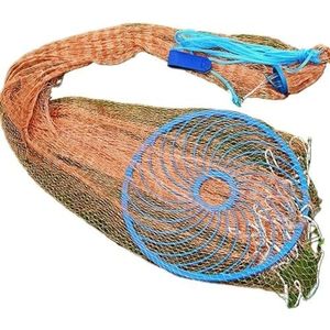 Gooi net gegoten netwerk met stalen hanger gevlochten lijn hand gooien visnet met grote plastic blauwe ring netwerkuitrusting voor vissen gegoten net (kleur: 360)
