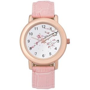 Roze Kersenbloesems Horloges Voor Vrouwen Mode Sport Horloge Vrouwen Lederen Horloge