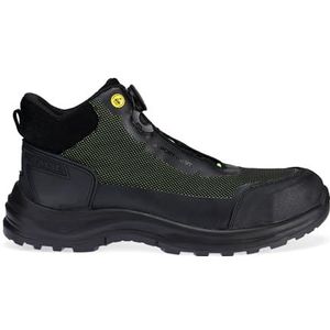 Portwest FE04 S3S ESD Veiligheidslaarzen met TPU-draadveters, snijbestendig, reflecterend, antislip, oliebestendig, metaalvrij, Groen en zwart, 48/49 EU