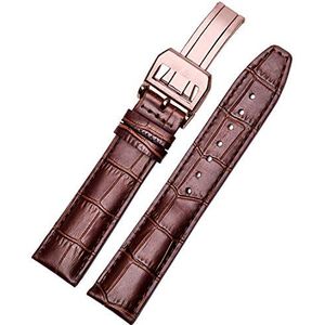 De kijkbands van mannen Italiaans kalfsleer horlogebandbeslag vouwgesp heren 20 22 mm (Color : Brown Rosegold 1_22mm with Clasp)