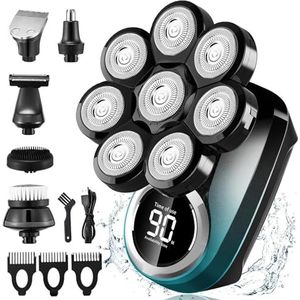 Lovcoyo Koud scheerapparaat voor heren, 8D verbeterd 6-in-1 kaal scheerapparaat voor heren, waterdicht, nat/droog scheerapparaat voor heren, elektrisch, draadloos oplaadbaar scheerapparaat voor heren,