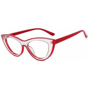 Nepbrillen, Unisex Cat Eye Bril Multicolor(Red)