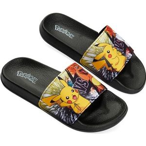 Pokémon Badschoenen voor kinderen, zomerschoenen, kinderen, jongens, zee, zwembad, strand, 30-38, Zwart Oranje, 38 EU