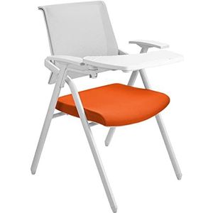 Vouwstoel, Folding Training Chair with Writing Board Conference Chair for Staff and Students Meeting Room Back Chair(Orange)