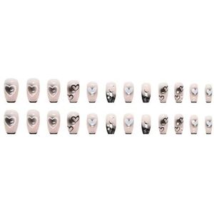 24 stks/set nepnagels vlinder perzik nagels kunst manicure kunstnagels met ontwerp met draaggereedschap(Size:Z409)