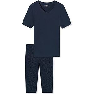 Uncover by Schiesser Damespyjama set shirt korte mouwen met 3/4 lange slaapbroek - nachtkleding, donkerblauw, 42