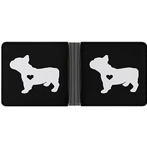 Franse Bulldog Hart Lederen Portemonnee Minimalistische Blokkerende Bifold Portefeuilles Slanke Portemonnee Met 6 Creditcard