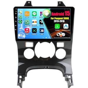 Android 15 2 Din Autoradio 9in Auto Stereo voor Peugeot 3008 2013-2018 met Draadloze Carplay Android Auto Bluetooth GPS Navigatie(8Core(4+64GB))