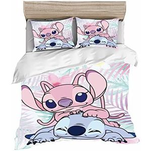 Doiicoon Lilo & Stitch Beddengoedset, 3D Anime cartoon voor kinderen, microvezel, polykatoen, Lilo en Stitch beddengoed, voor jongens en meisjes (6,200 x 200 cm)