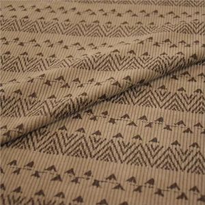 Geborduurde katoenen corduroy stof, Corduroy Fabric Thick Stripes Triangle Circle Geometry Print for Sewing Dresses Clothes(Khaki)