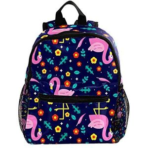 Blauwe Flamingo Leuke Mode Mini Rugzak Pack Tas, Meerkleurig, 25.4x10x30 CM/10x4x12 in, Rugzak Rugzakken