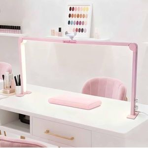 Drievoudige nagellamp voor op het bureau, wimpersbooglamp, LED-manicurelamp met telefoonstandaard, 34,84"", 3000K-6000K, verstelbare make-uplamp voor op het bureau voor manicure(Pink)