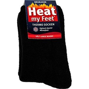 BRUBAKER 2 Paar Heat my Feet Unisex Thermosokken - Wintersokken Set voor Dames en Heren - Zwart Maat 39-42