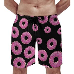 Roze Donut Heren Strand Shorts Sneldrogende Board Shorts Mesh Voering Strand Broek Gym Zwembroek S