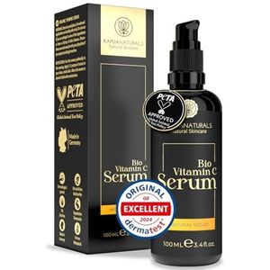 BIO Vitamin C Serum • 100ml + Hyaluronzuur + +Vitamine E +Panthenol ✓ 6-voudig vitamine C serum gezicht ✓ 100% Vegan ✓ Hooggedoseerde en ingekapselde vitamine C voor een heldere huid ✓ Van Duitsland