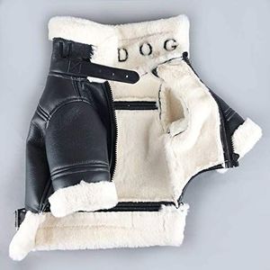 QSCTYG Hond Winter Jas Cool Lederen Hondenjas Jas Warm Winter Hondenkleding Franse Bulldog Waterdichte Huisdier Kleding Outfit voor Kleine Medium Honden Zwart 144 (Kleur: B1000 zwart, Maat: L)