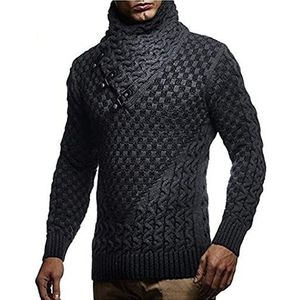 Wintertrui, Herentrui Herfst Winter Coltruien Heren Slim Fit Gebreide Pullover(Dark Grey,S)