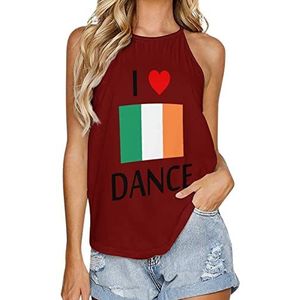 I Love Irish Dance tanktop voor dames, zomer, mouwloze T-shirts, halter, casual vest, blouse, print, T-shirt, 5XL