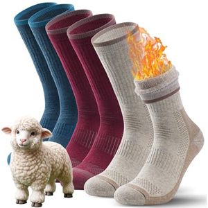 TANSTC Sokken van merinowol, wintersokken, klassiek, ademend, voor dames en heren, antislip, zwart/grijs/kleurrijk, 3 paar, 35-38, 39-42, 43-46, 47-50, Kleur: zwart/bruin,, 39-42 EU