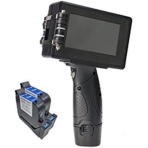 Handbediende Printer, Handheld Inkjet-printer 12.7mm Mobiele Draagbare Hand Jet Handheld Inkjet Coder Solvent Ink Printer Altijd Afdrukken(1SET with 2BLACK INK)