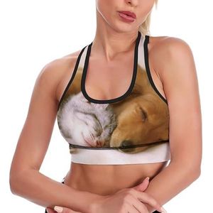 Leuke huisdier kat hond vrouwen tank top sport beha yoga workout vest atletische bh's