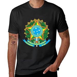 Coat Arms of Brazil, heren grafische korte mouw T-shirt ronde hals zomer casual T-shirt 5XL