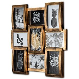 levandeo Fotolijst collage 45x45cm 9 foto's 10x15cm koper industrieel decoratief glas