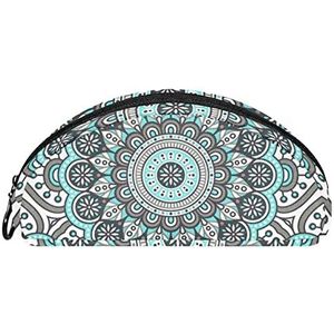 Etui Halve cirkel Briefpapier Pen Bag Pouch Holder Case Indian Mandala Psychedelic Grey Henna