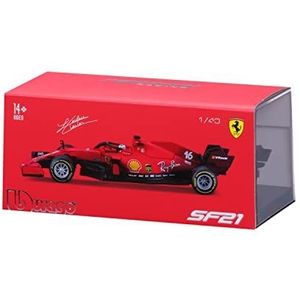 Bburago B18-36828L 1:43 F1 2021 Ferrari SF21 met helm Leclerc, diverse ontwerpen en kleuren