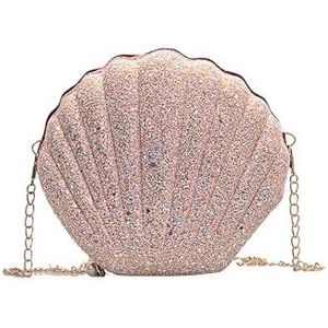 Vrouwen Schouder Handtassen Shell Tas Ketting Leuke Pailletten Kleine Tas Telefoon Geld Pouch Rits Crossbody Tassen Voor Vrouwen, roze, Eén maat