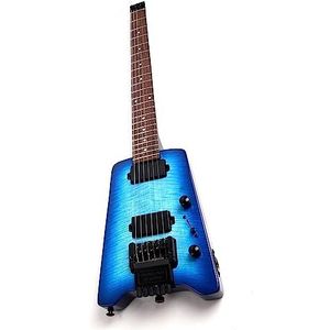 Hoogglans Blauwe 6-snarige Headless Elektrische Gitaar 22 Frets Basswood Body Palissander Toets Professionele Headless Gitaar