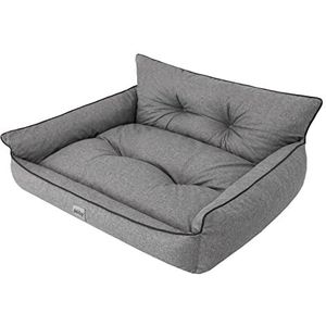 Hondenbed, huisdierenbed, hondenbed, gewatteerd, hondenkussen, bed, sofa, hondenmatras, dierenbed, hondensofa, matras, grafiet, ecologisch linnen, XXXL - 132 x 106 cm