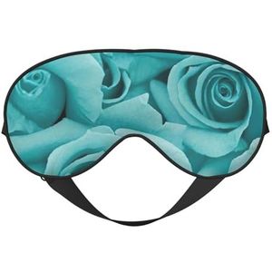 Turquoise Rose Printing All-Occasion Sleep Eye Mask met dubbele zijden verstelbare riem, perfect voor diensten en reizen