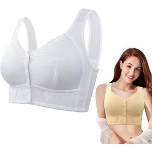 Ademende Bh Met Voorsluiting Voor Oudere Vrouwen Senioren 2025 Premium Comfort(White,Medium)