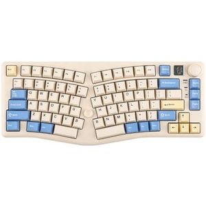 QPSJXN Mechanisch toetsenbord A75, 75 procent met Alice-lay-out, knop en joystick-design, Bluetooth 24 GHz draadloos en type C USB-compatibiliteit, Pepper White